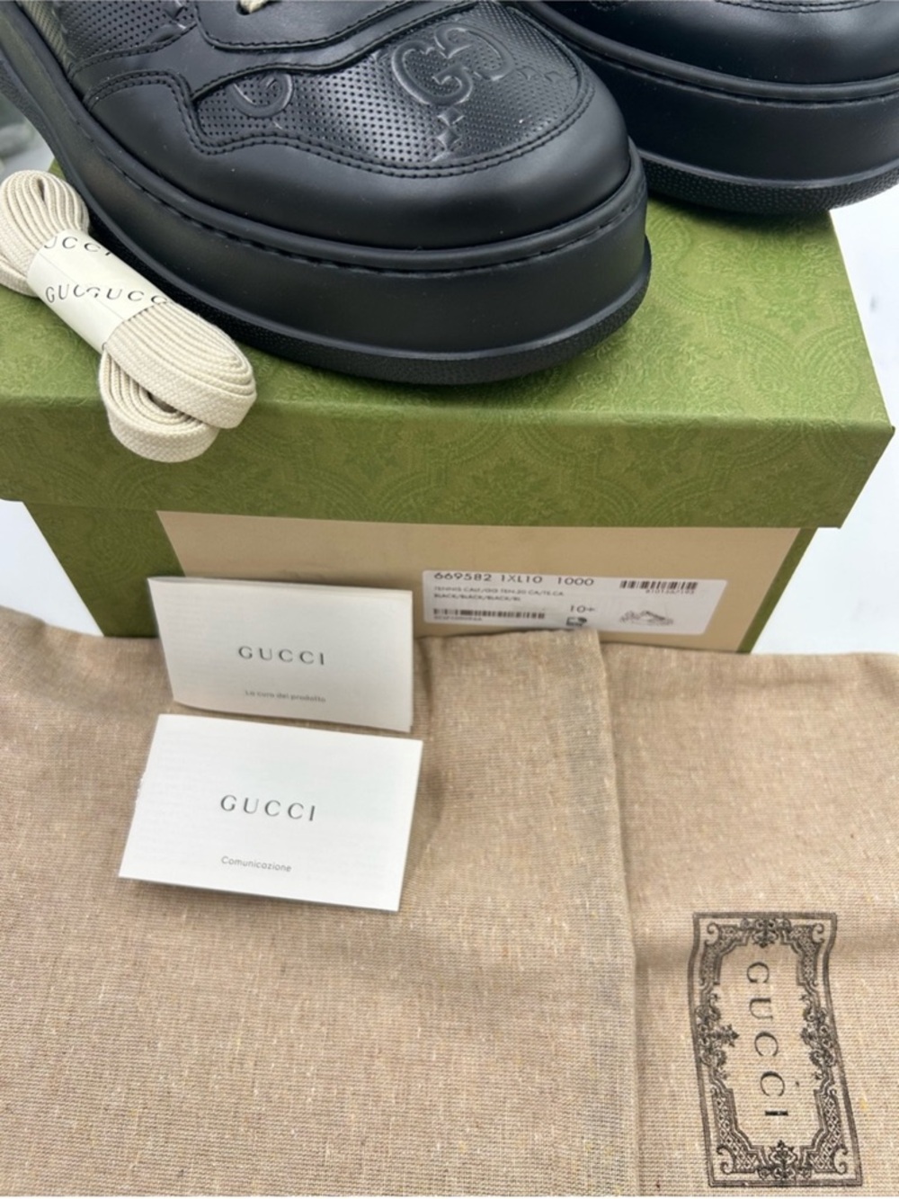 Men’s Gucci GG embossed leather sneakers size 10.5 made in Italy - Picture 5 of 11